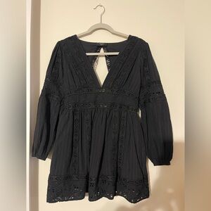 Vici Black Lace Accent Long Sleeve Dress